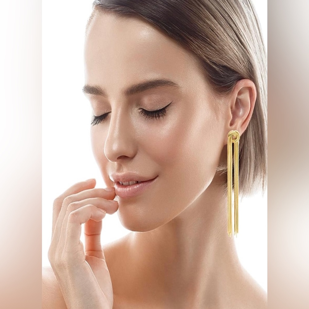 Gold Drop Chain Fashion Earrings